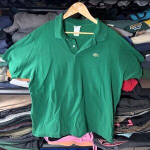 Lacoste Men's Green Short Sleeve Polo Shirt Crocodile Logo Made in France Size 7